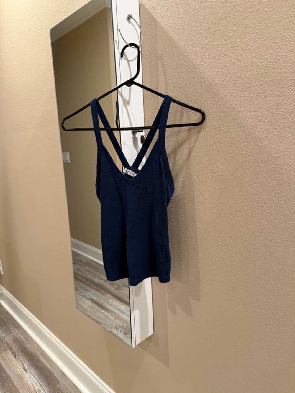Free People Navy Double-Strap V-Neck Tank